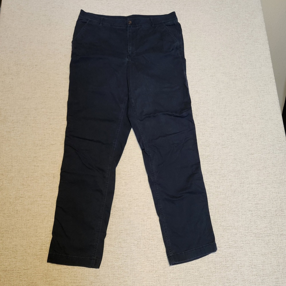 L.L. Bean Chino Pants Womens 16 M/T Navy Blue Straight Leg Stretch 522983